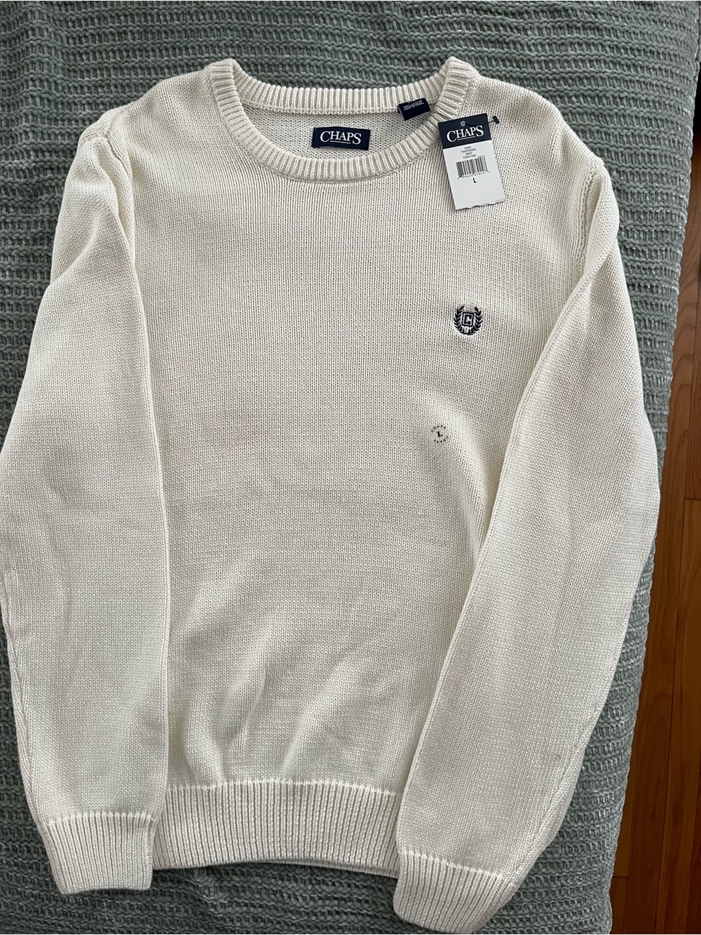 CHAPS Men's 100% Cotton Pullover Sweater Sz.M. Crewneck Kent Essex Cream - NEW
